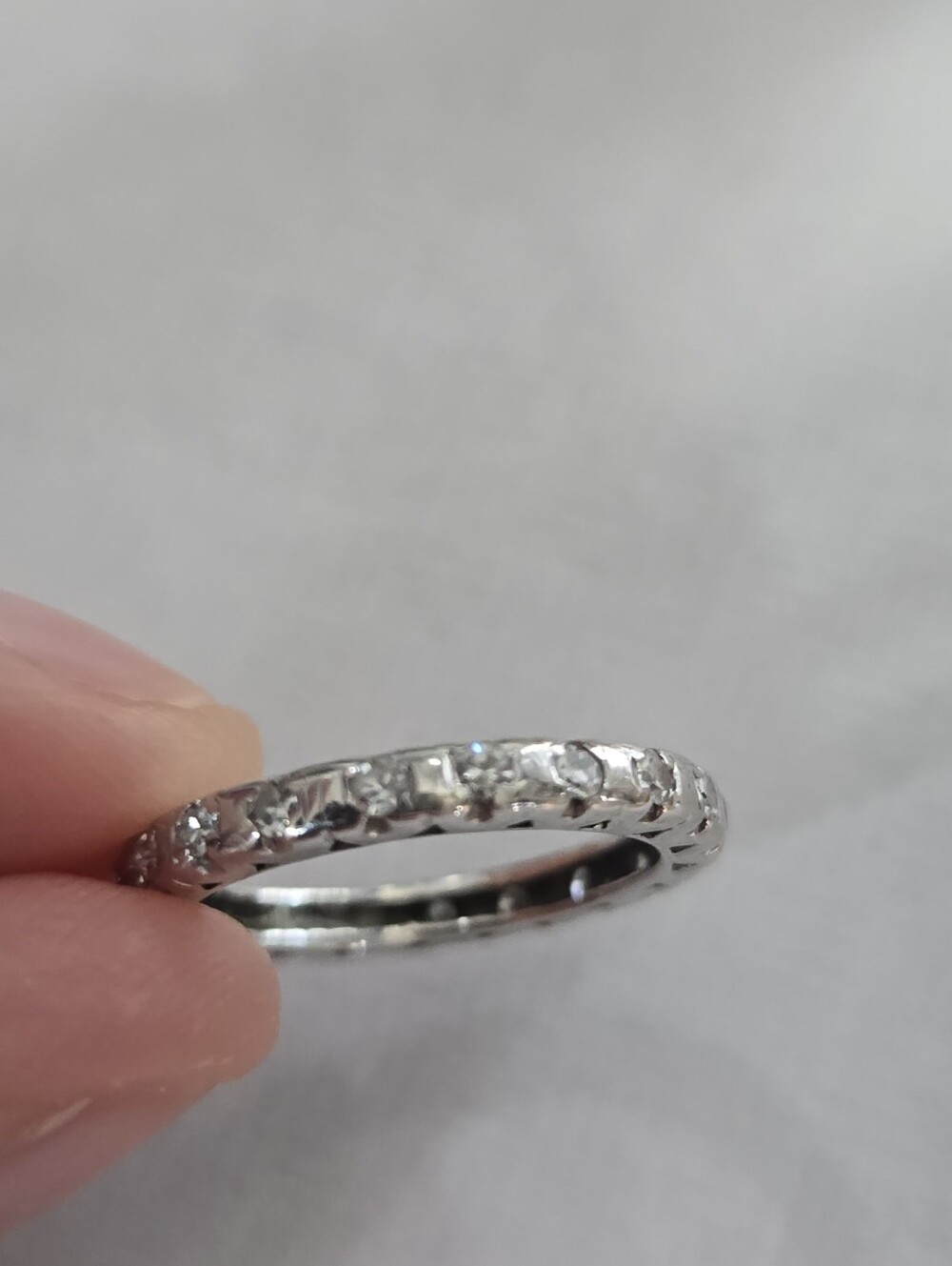 Solid 14k White Gold Natural Diamond Wedding Band